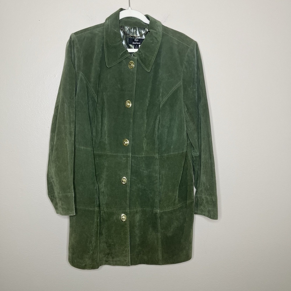 dennis basso suede jacket Green 1X Leather Mid Quiet Luxury Classic